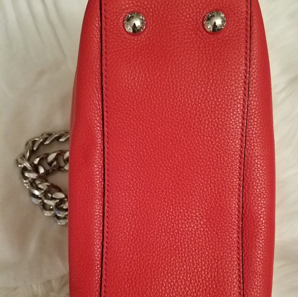 Prada Lacca Red Leather Chain Handle Satchel - Picture 6 of 6